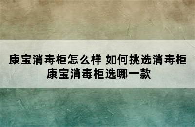 康宝消毒柜怎么样 如何挑选消毒柜 康宝消毒柜选哪一款